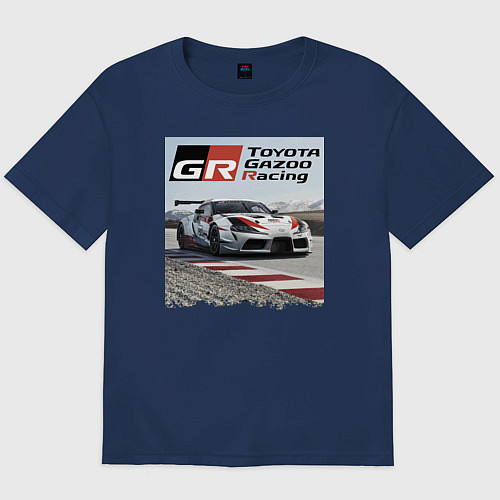 Мужская футболка оверсайз Toyota Gazoo Racing - легендарная спортивная коман / Тёмно-синий – фото 1