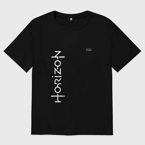 Мужская футболка оверсайз HORIZON ZERO DAWN WHITE LOGO / Черный – фото 1