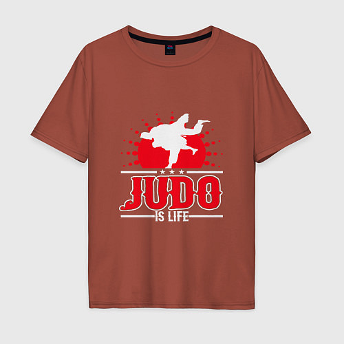 Мужская футболка оверсайз Judo Life / Кирпичный – фото 1