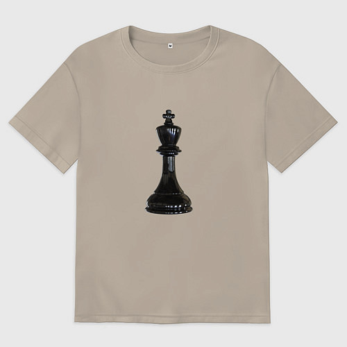 Мужская футболка оверсайз Шахматная фигура Чёрный король / Миндальный – фото 1