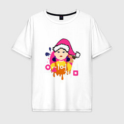Футболка оверсайз мужская Squid Game Игра в кальмара кукла Новогодняя, цвет: белый