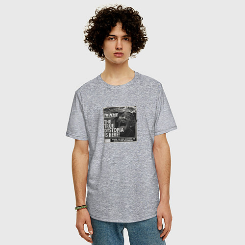 Мужская футболка оверсайз Dystopia Travis Scott / Меланж – фото 3