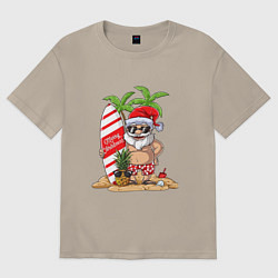 Футболка оверсайз мужская Santa on Vibe, цвет: миндальный