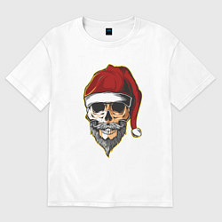 Футболка оверсайз мужская Santa Skull, цвет: белый