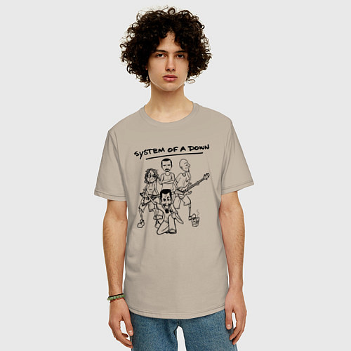 Мужская футболка оверсайз Арт на группу System of a Down / Миндальный – фото 3