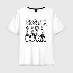 Футболка оверсайз мужская Карикатура на группу System of a Down, цвет: белый