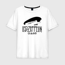 Футболка оверсайз мужская Дирижабль Led Zeppelin с лого участников, цвет: белый