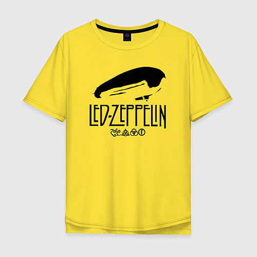 Мужская футболка оверсайз Дирижабль Led Zeppelin с лого участников / Желтый – фото 1