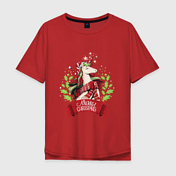 Мужская футболка оверсайз Christmas Unicorn