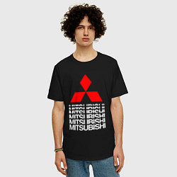 Футболка оверсайз мужская MITSUBISHI МИЦУБИСИ МИТСУБИСИ МИЦУБИШИ LOGO STYLE, цвет: черный — фото 2