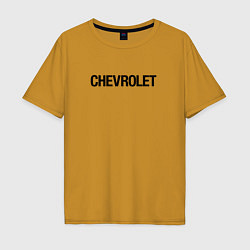 Футболка оверсайз мужская Chevrolet Лого Эмблема спина, цвет: горчичный