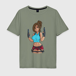 Футболка оверсайз мужская Lara Croft Tomb Raider, цвет: авокадо