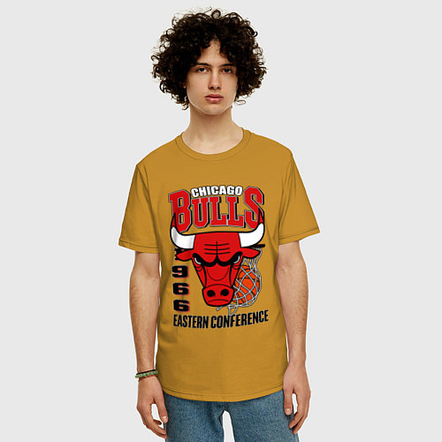 Мужская футболка оверсайз Chicago Bulls NBA / Горчичный – фото 3