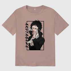 Футболка оверсайз мужская Рюноске Акутагава Великий из бродячих псов, цвет: пыльно-розовый