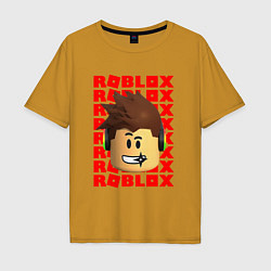 Футболка оверсайз мужская ROBLOX RED LOGO LEGO FACE, цвет: горчичный