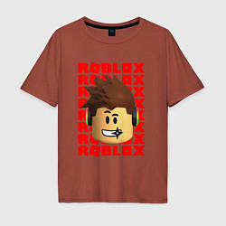 Футболка оверсайз мужская ROBLOX RED LOGO LEGO FACE, цвет: кирпичный