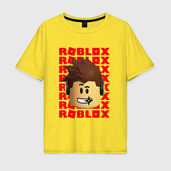 Мужская футболка оверсайз ROBLOX RED LOGO LEGO FACE