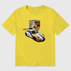 Футболка оверсайз мужская Porsche 911 Carrera 4S, цвет: желтый