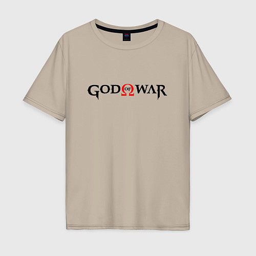 Мужская футболка оверсайз GOD OF WAR LOGO BLACK RED / Миндальный – фото 1