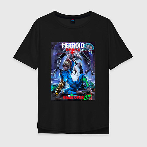 Мужская футболка оверсайз Poster Game Over Metroid Dread / Черный – фото 1