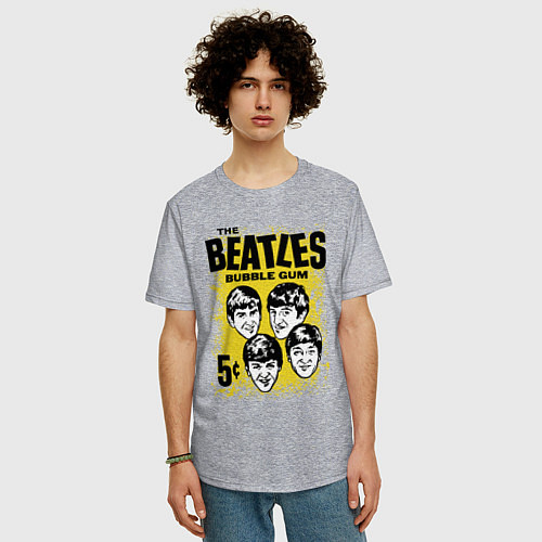 Мужская футболка оверсайз The Beatles bubble gum / Меланж – фото 3