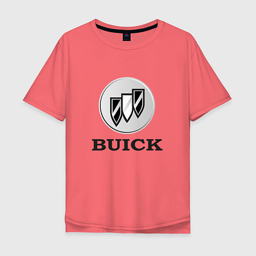 Мужская футболка оверсайз Gray gradient Logo Buick / Коралловый – фото 1