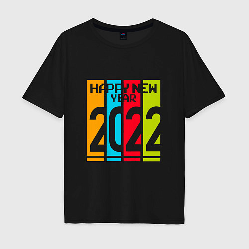 Мужская футболка оверсайз 2022 Happy New year новый год / Черный – фото 1