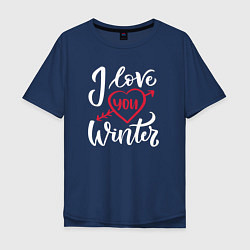 Мужская футболка оверсайз Heart I love you winter