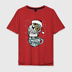 Футболка оверсайз мужская X-mas Owl, цвет: красный