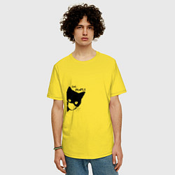 Футболка оверсайз мужская Кот в маске, цвет: желтый — фото 2