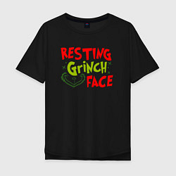 Футболка оверсайз мужская Resting Grinch Face Новогодний, цвет: черный