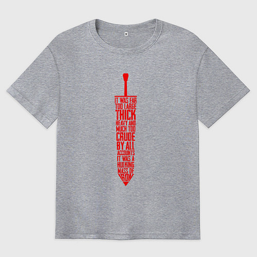 Мужская футболка оверсайз БЕРСЕРК КРАСНЫЙ МЕЧ С НАДПИСЬЮ BERSERK SWORD / Меланж – фото 1