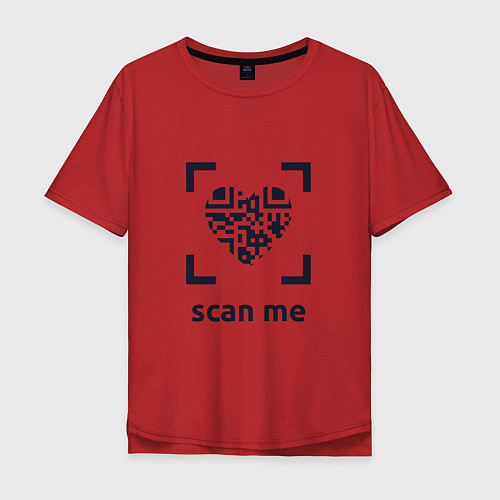 Мужская футболка оверсайз Scan Me - Heart / Красный – фото 1
