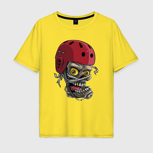 Мужская футболка оверсайз Сrazy hockey player / Желтый – фото 1