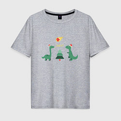 Мужская футболка оверсайз Динозаврики и елка