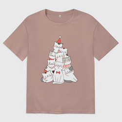 Мужская футболка оверсайз НОВОГОДНЯЯ ЕЛКА ИЗ КОТОВ