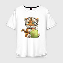 Мужская футболка оверсайз Новогодний милашка тигрёнок
