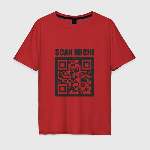 Мужская футболка оверсайз Scan Mich / Красный – фото 1