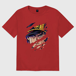 Футболка оверсайз мужская JOJOS BIZARRE ADVENTURE, ГЛАВНЫЙ ГЕРОЙ, цвет: красный
