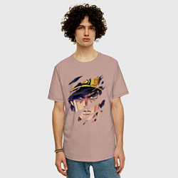 Футболка оверсайз мужская JOJOS BIZARRE ADVENTURE, ГЛАВНЫЙ ГЕРОЙ, цвет: пыльно-розовый — фото 2