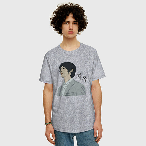 Мужская футболка оверсайз Hellbound 01 / Меланж – фото 3