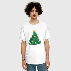 Футболка оверсайз мужская Christmas Tree Made Of Green Cats, цвет: белый — фото 2