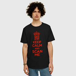 Футболка оверсайз мужская Keep calm and scan me - fuck off, цвет: черный — фото 2