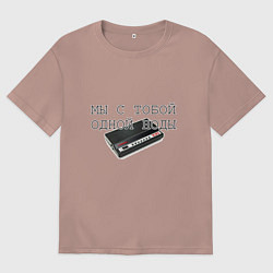 Футболка оверсайз мужская Мы с тобой одной ноды, цвет: пыльно-розовый