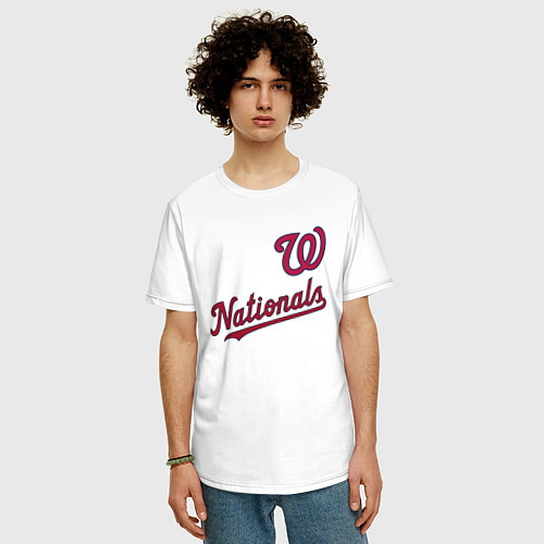 Мужская футболка оверсайз Washington Nationals - baseball team! / Белый – фото 3