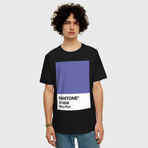 Мужская футболка оверсайз Цвет Pantone 2022 года - Very Peri / Черный – фото 3