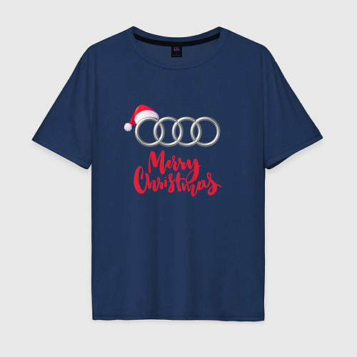 Мужская футболка оверсайз AUDI MERRY CHRISTMAS / Тёмно-синий – фото 1