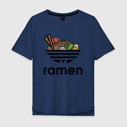 Мужская футболка оверсайз Лапша Рамен Ramen / Тёмно-синий – фото 1