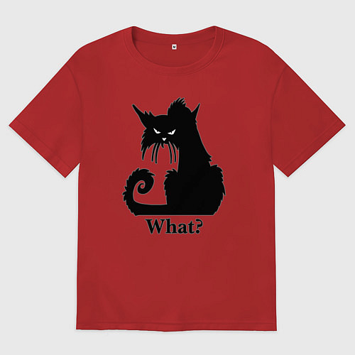 Мужская футболка оверсайз What? - Что? / Красный – фото 1