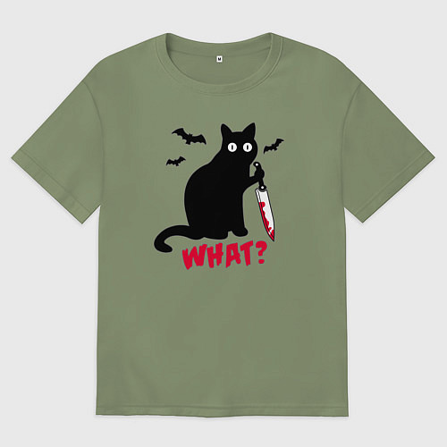 Мужская футболка оверсайз What? Кот маньяк / Авокадо – фото 1